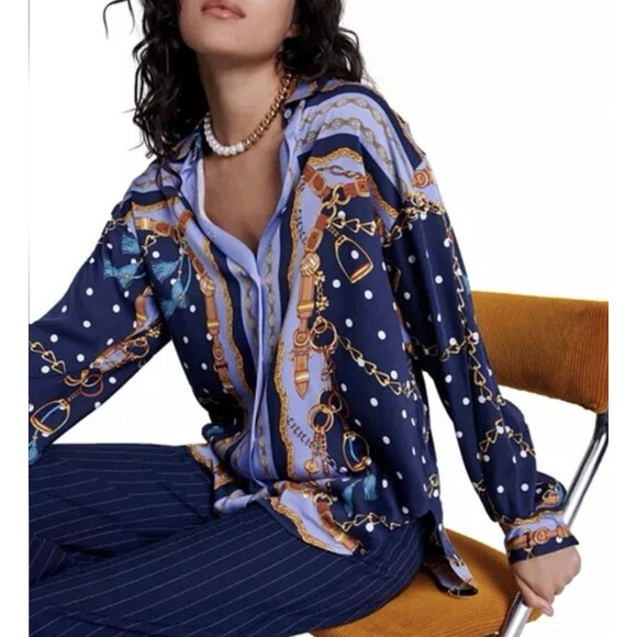 Maje Cechaine printed shirt with a chain motif print Size 1 - Picture 1 of 13
